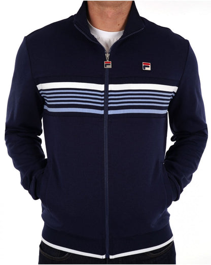 Fila Vintage – Trainingsoberteil mit mehreren Streifen in Marineblau und Himmelblau