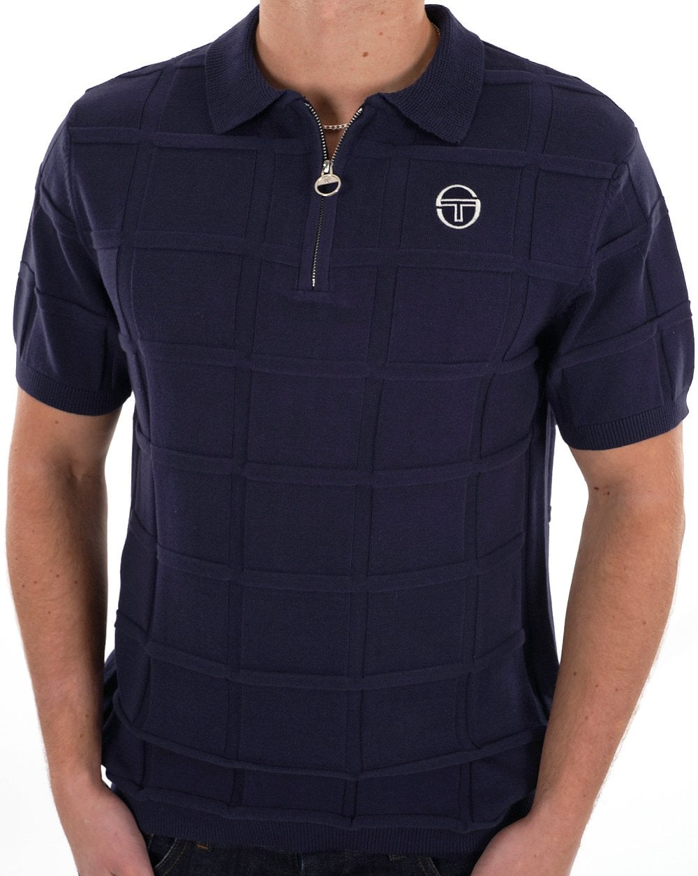 Sergio Tacchini Lorenzo 1/4 Zip Knit Polo Navy Blue