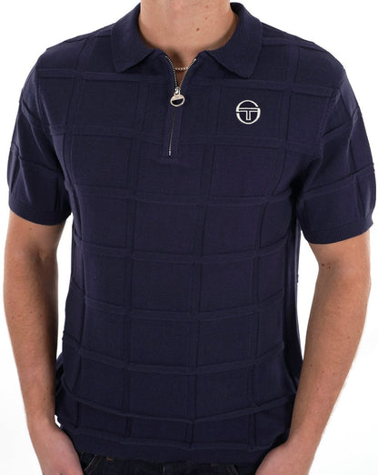 Sergio Tacchini Lorenzo Strickpolo mit 1/4-Reißverschluss, Marineblau
