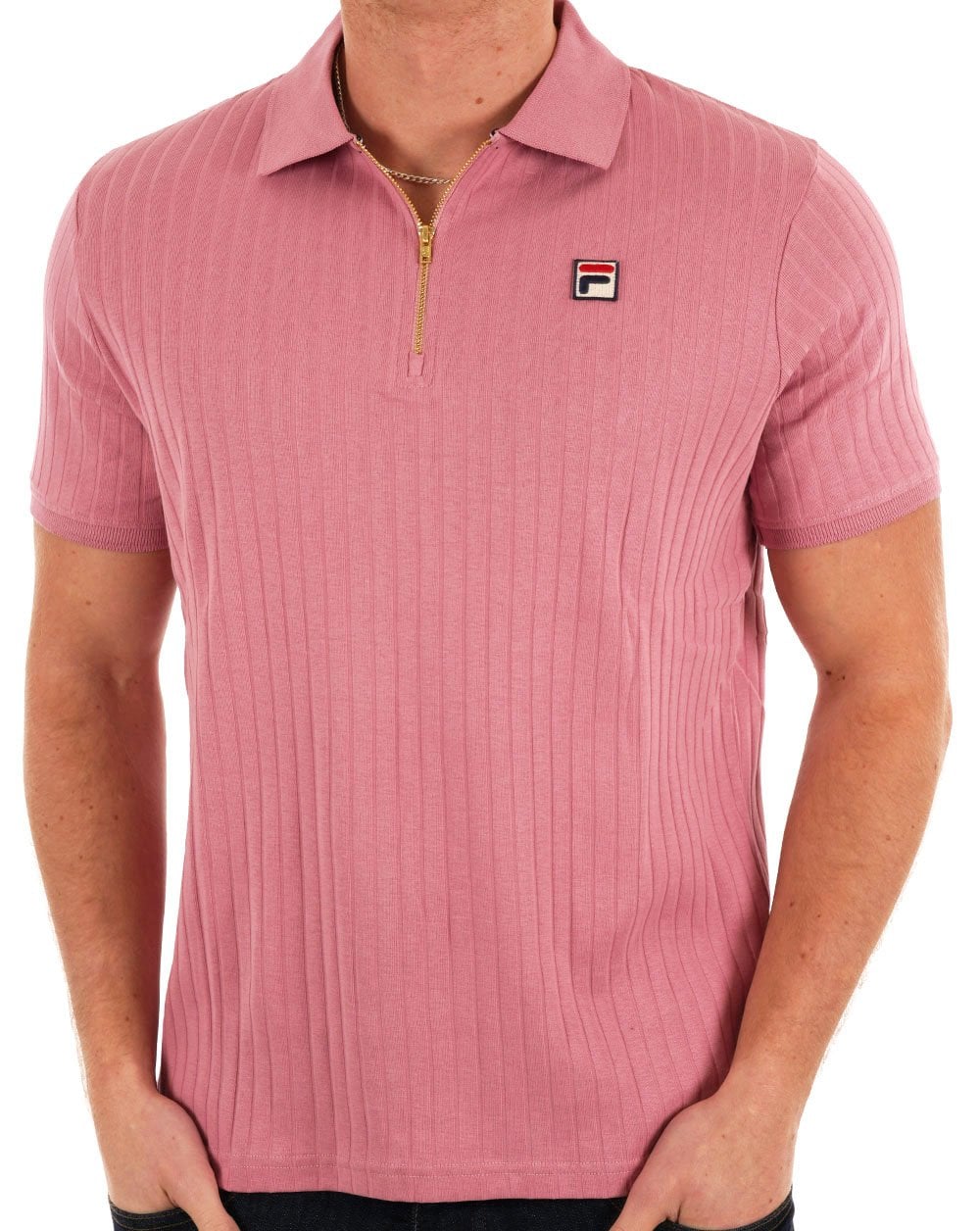 Fila Vintage Zip Polo Dunkelrosa