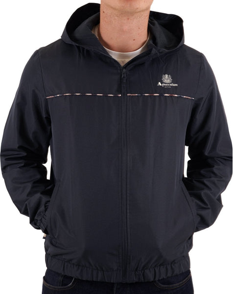 Aquascutum Ripstop Piping Hooded Jacket Navy