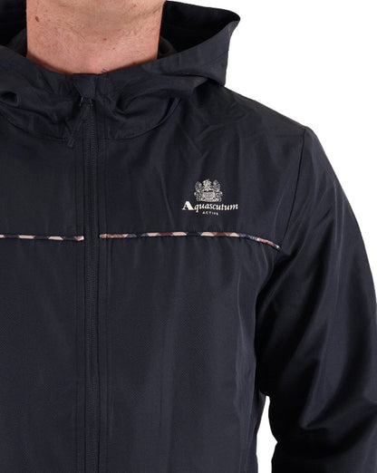 Aquascutum Ripstop Piping Kapuzenjacke Marine