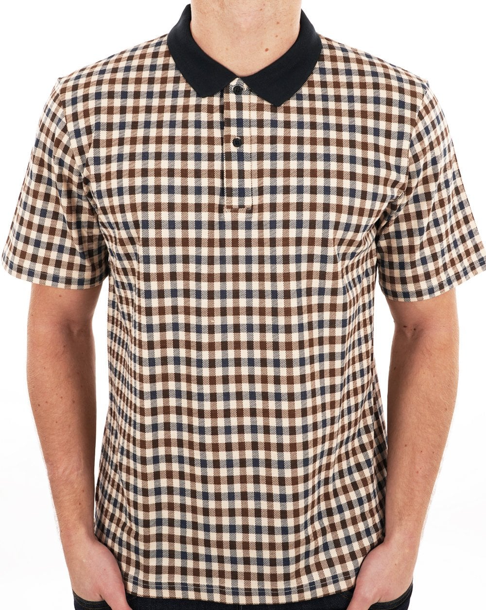 Aquascutum Iconic Club Check Polo Shirt Navy