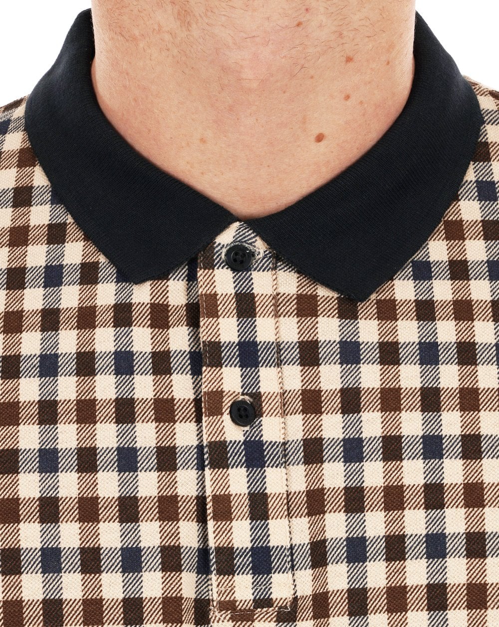 Aquascutum Iconic Club Check Polo Shirt Navy