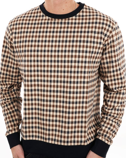 Aquascutum Iconic Club Check Crew Sweatshirt Marineblau