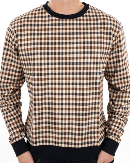 Aquascutum Iconic Club Check Crew Sweatshirt Marineblau