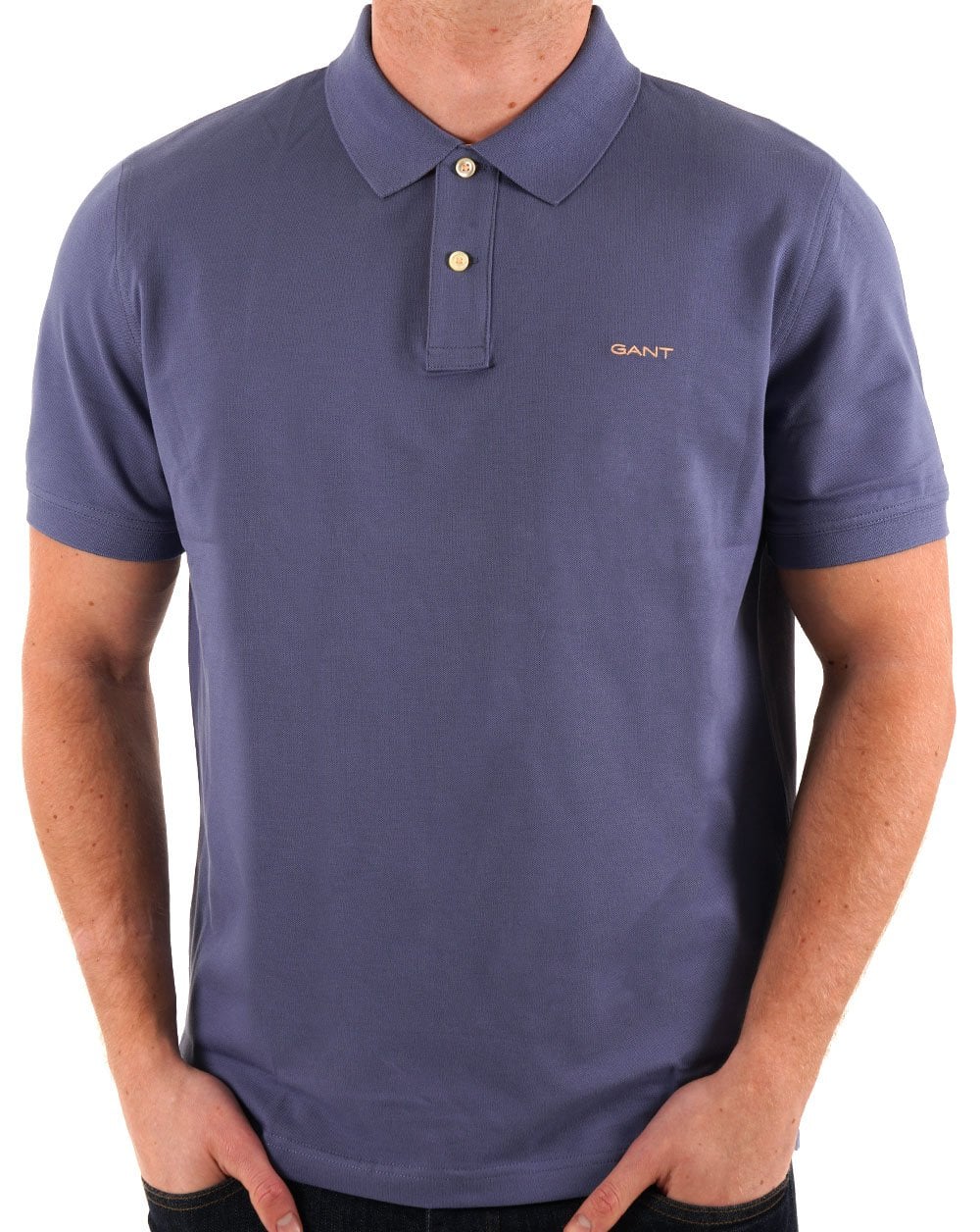 Gant Contrast Collar Polo Shirt Dusty Navy