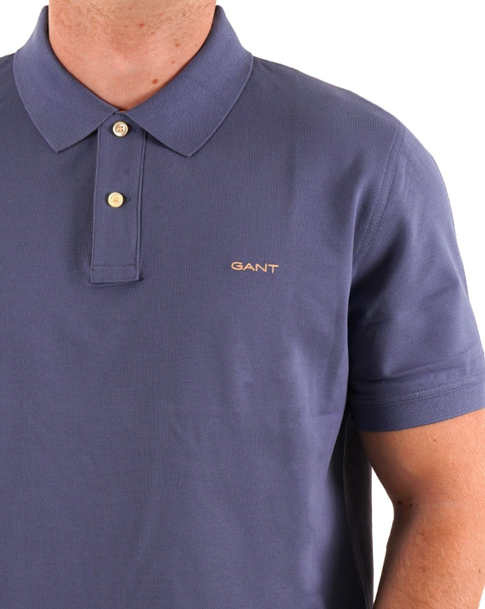 Gant – Poloshirt mit Kontrastkragen in Dusty Navy