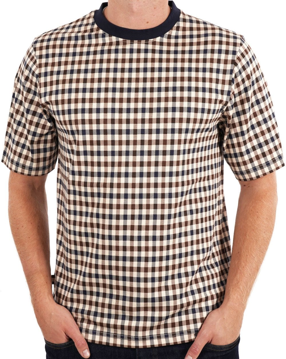 Aquascutum Club Kariertes T-Shirt Marineblau