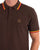 Trojan Three Colour Tipped Pique Polo Chocolate