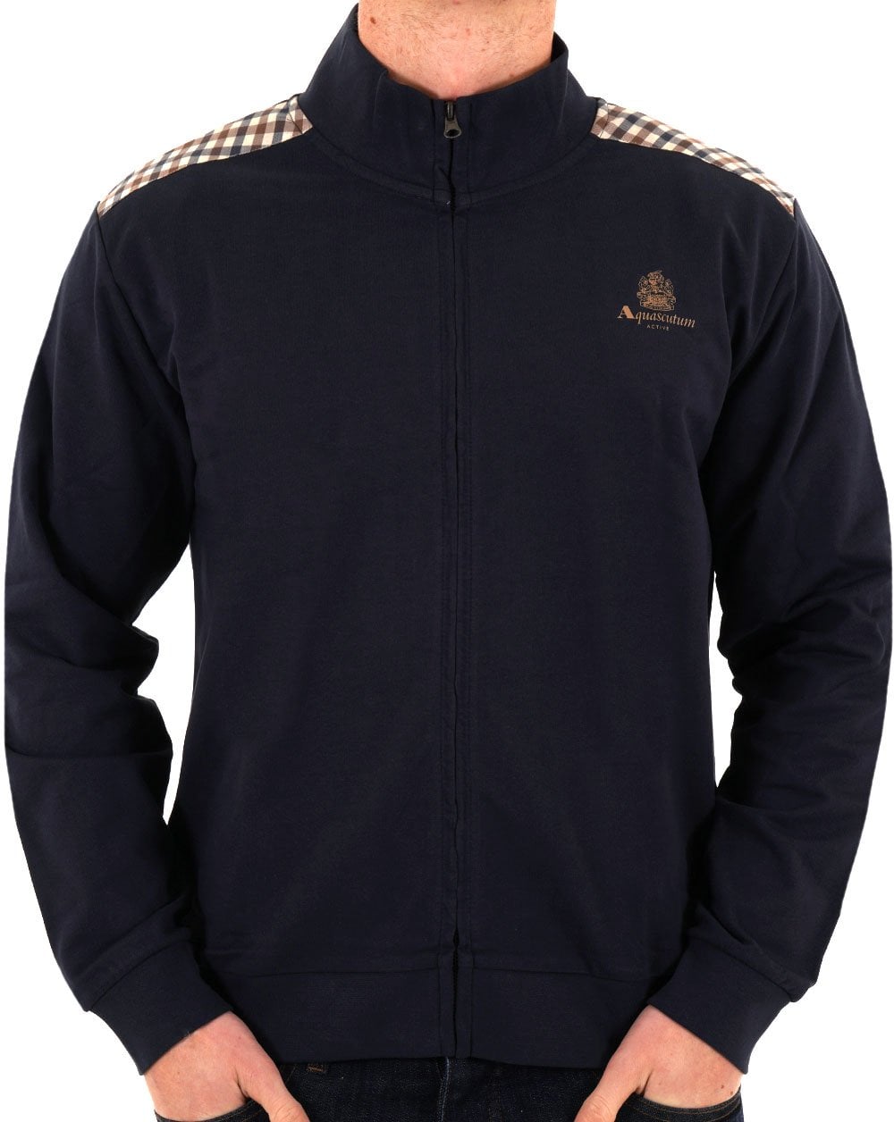 Aquascutum Club – Trainingsoberteil mit Karomuster, Marineblau