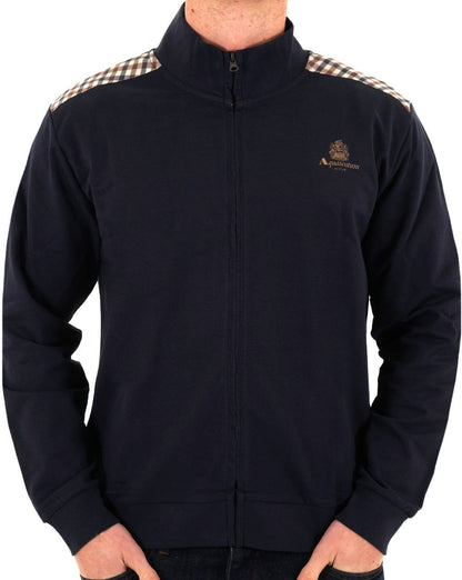 Aquascutum Club – Trainingsoberteil mit Karomuster, Marineblau