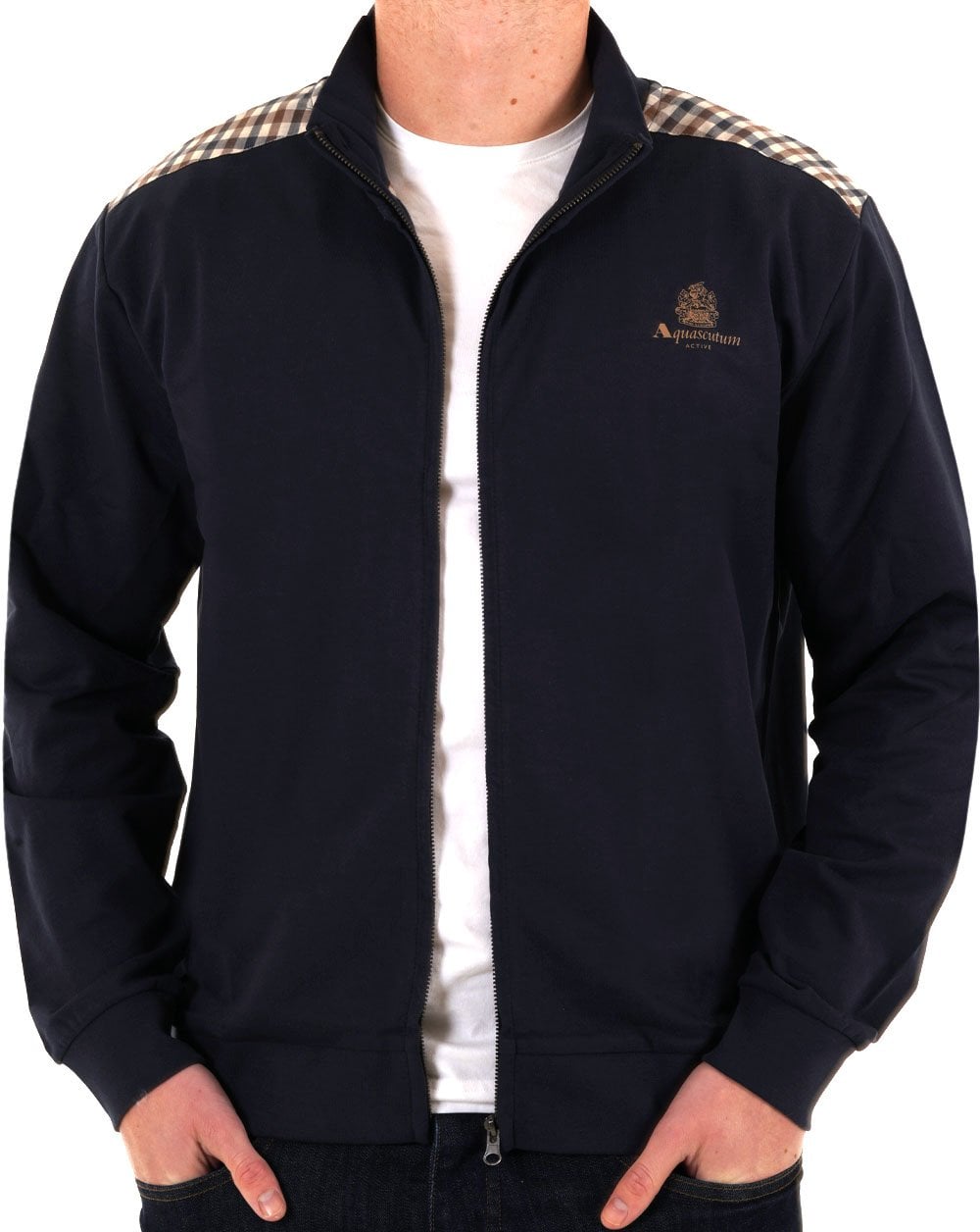 Aquascutum Club – Trainingsoberteil mit Karomuster, Marineblau