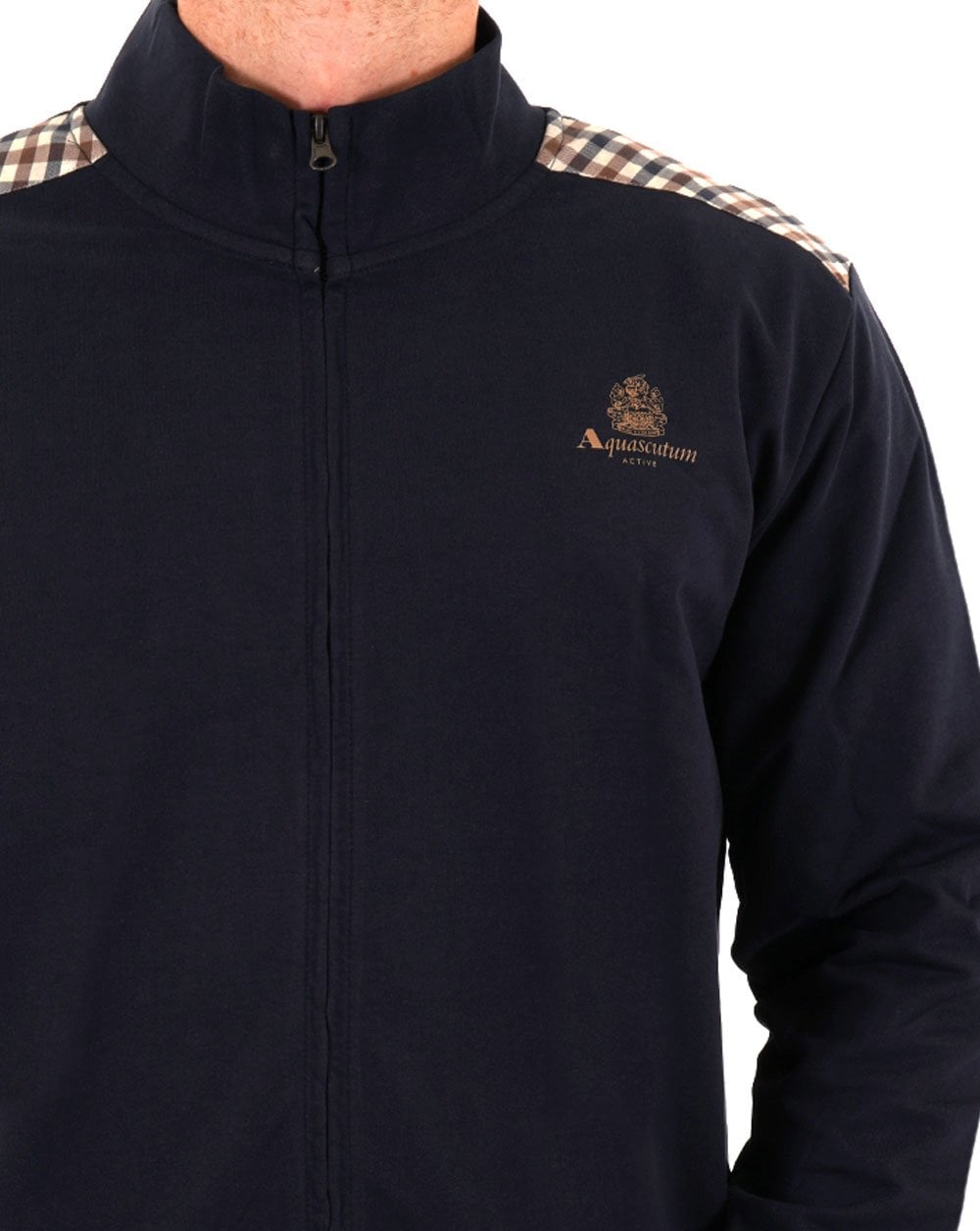 Aquascutum Club – Trainingsoberteil mit Karomuster, Marineblau