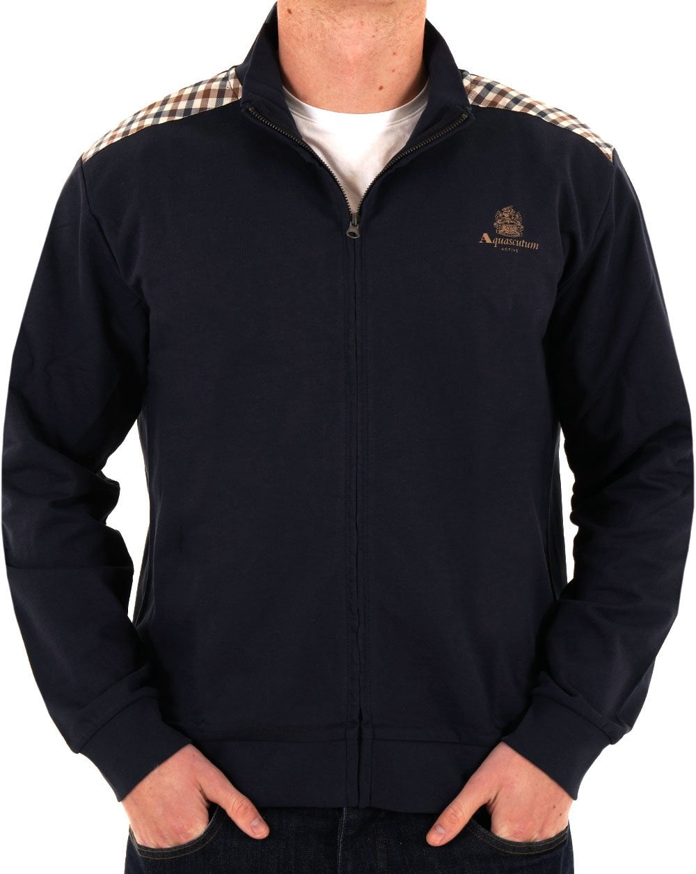 Aquascutum Club – Trainingsoberteil mit Karomuster, Marineblau