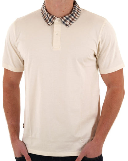 Aquascutum Club Poloshirt mit Karokragen Altweiß