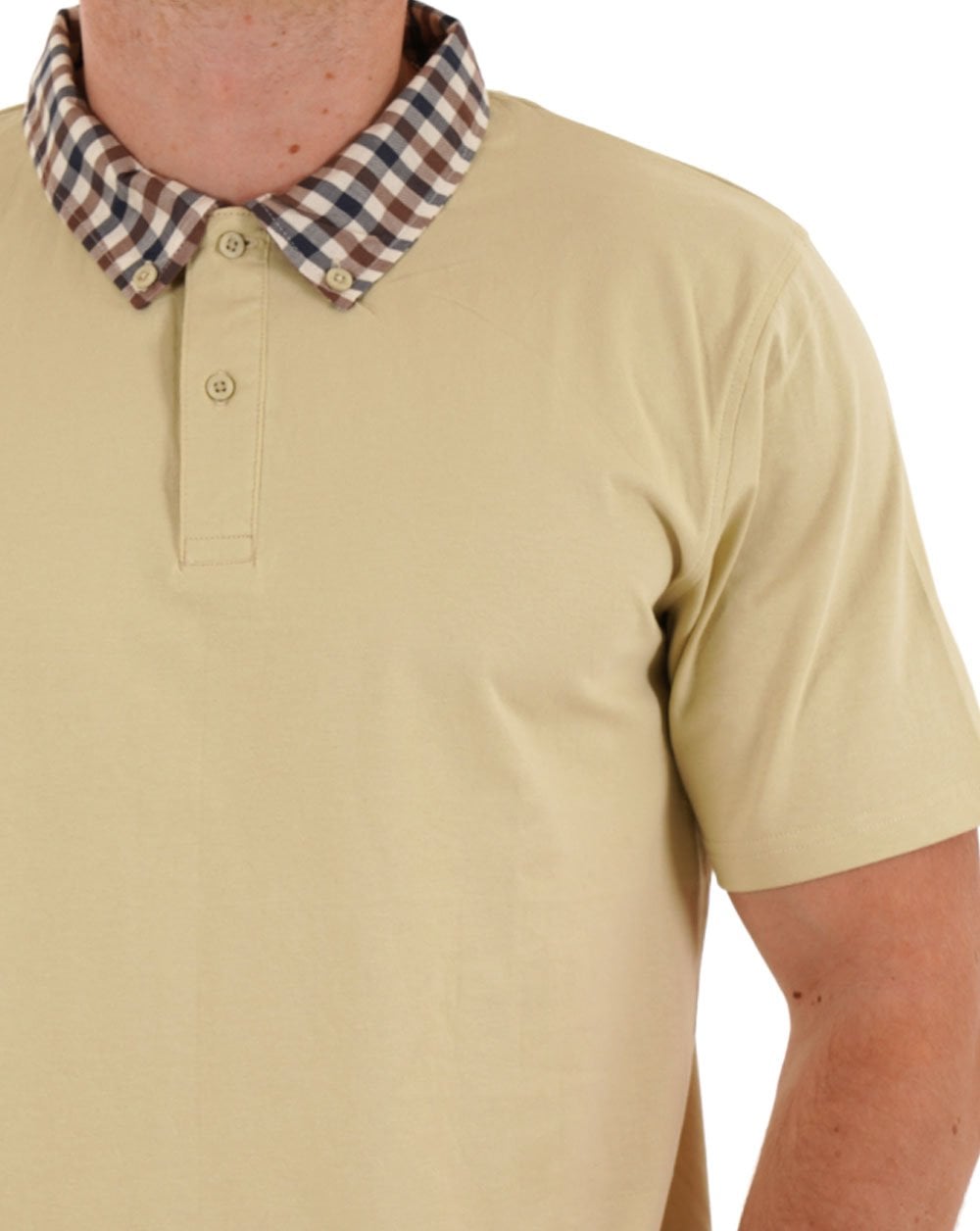 Aquascutum Club Poloshirt mit Karokragen Beige