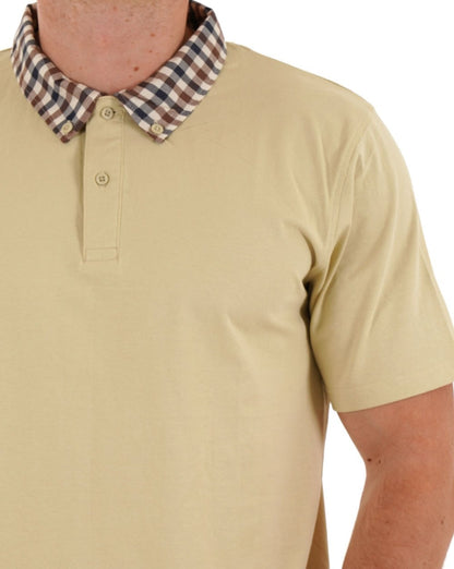 Aquascutum Club Poloshirt mit Karokragen Beige