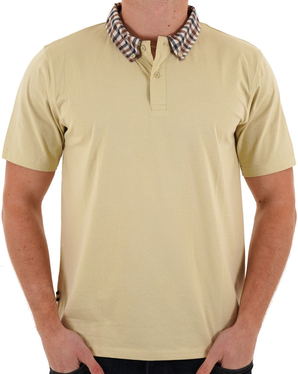 Aquascutum Club Poloshirt mit Karokragen Beige