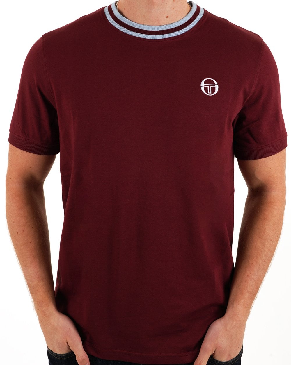 Sergio Tacchini Rainer T-Shirt Weinrot/Himmelblau