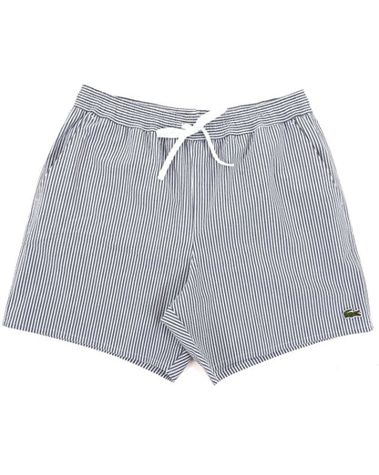 Lacoste Gestreifte Strukturierte Badeshorts Weiß/Falcon