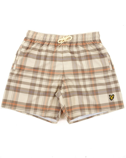 Lyle &amp; Scott Tartan Resort Badeshorts Sand