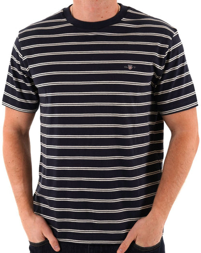 Gant Gestreiftes T-Shirt Marineblau
