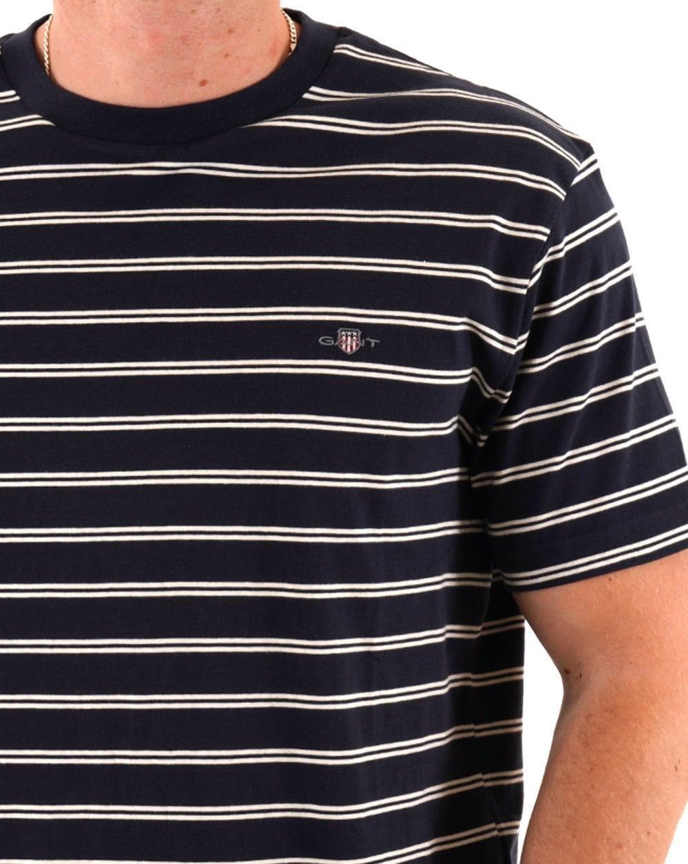Gant Gestreiftes T-Shirt Marineblau