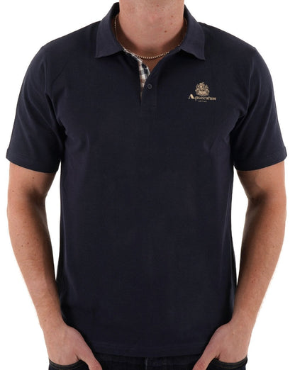 Aquascutum Piqué-Poloshirt mit kleinem Logo, Marineblau