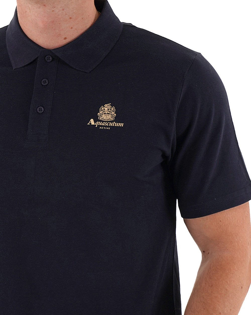 Aquascutum Piqué-Poloshirt mit kleinem Logo, Marineblau