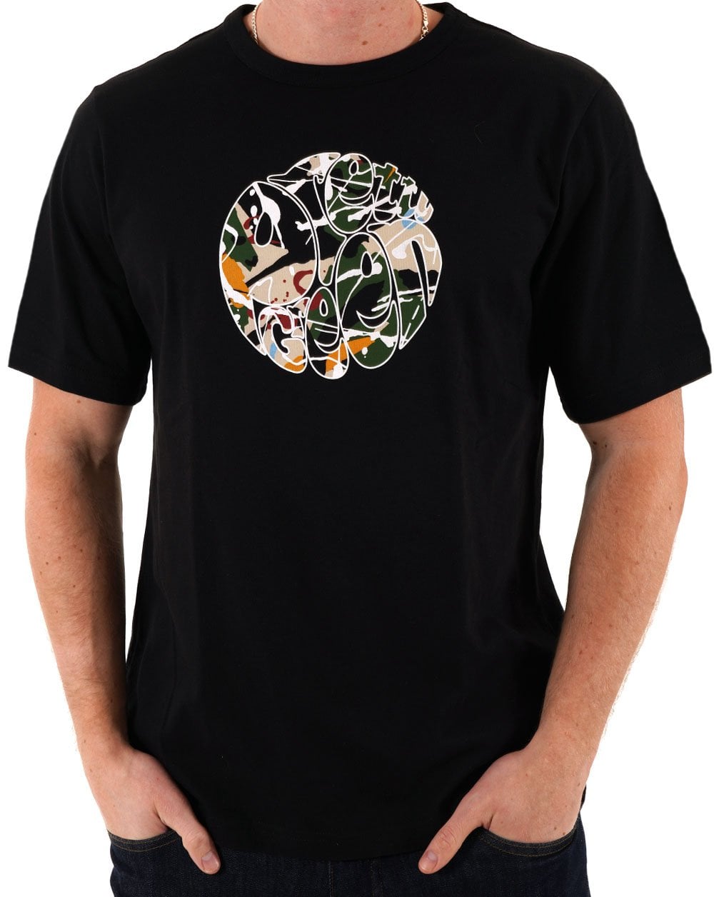 Pretty Green – T-Shirt mit Logo in Schwarz