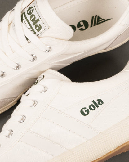 Gola – Badminton-Plimsoll-Sneakers Off-White/Evergreen