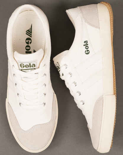 Gola – Badminton-Plimsoll-Sneakers Off-White/Evergreen
