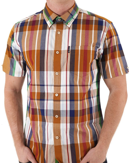 Ben Sherman – Kurzärmliges Hemd mit großem Madras-Karomuster, Karamell