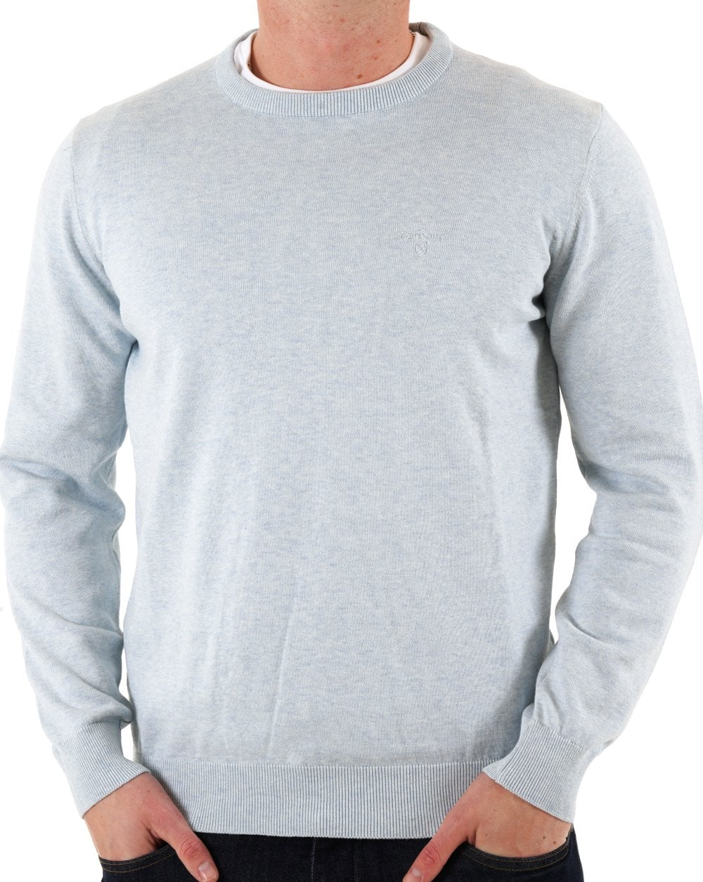 Barbour – Rundhalspullover aus Pima-Baumwolle in Ozeanhimmel