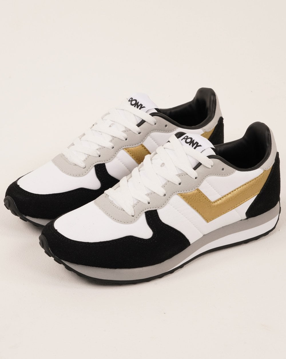 Pony Express Sneakers Weiß/Schwarz/Gold