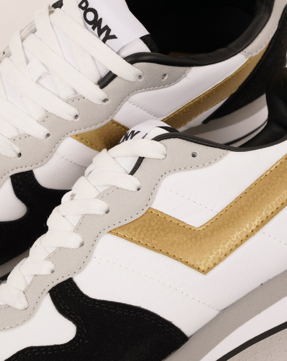 Pony Express Trainers White /Black / Gold