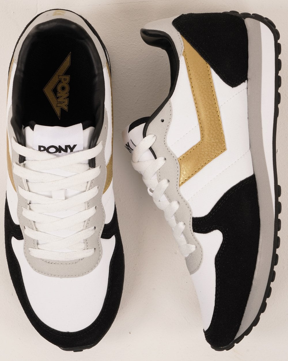 Pony Express Sneakers Weiß/Schwarz/Gold