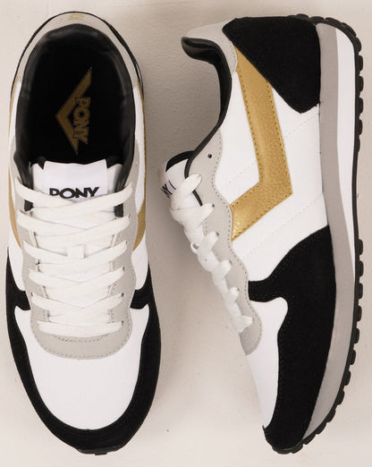 Pony Express Sneakers Weiß/Schwarz/Gold