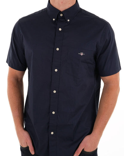 Gant Popeline Kurzarmhemd Marineblau