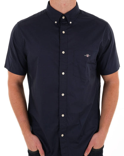 Gant Popeline Kurzarmhemd Marineblau