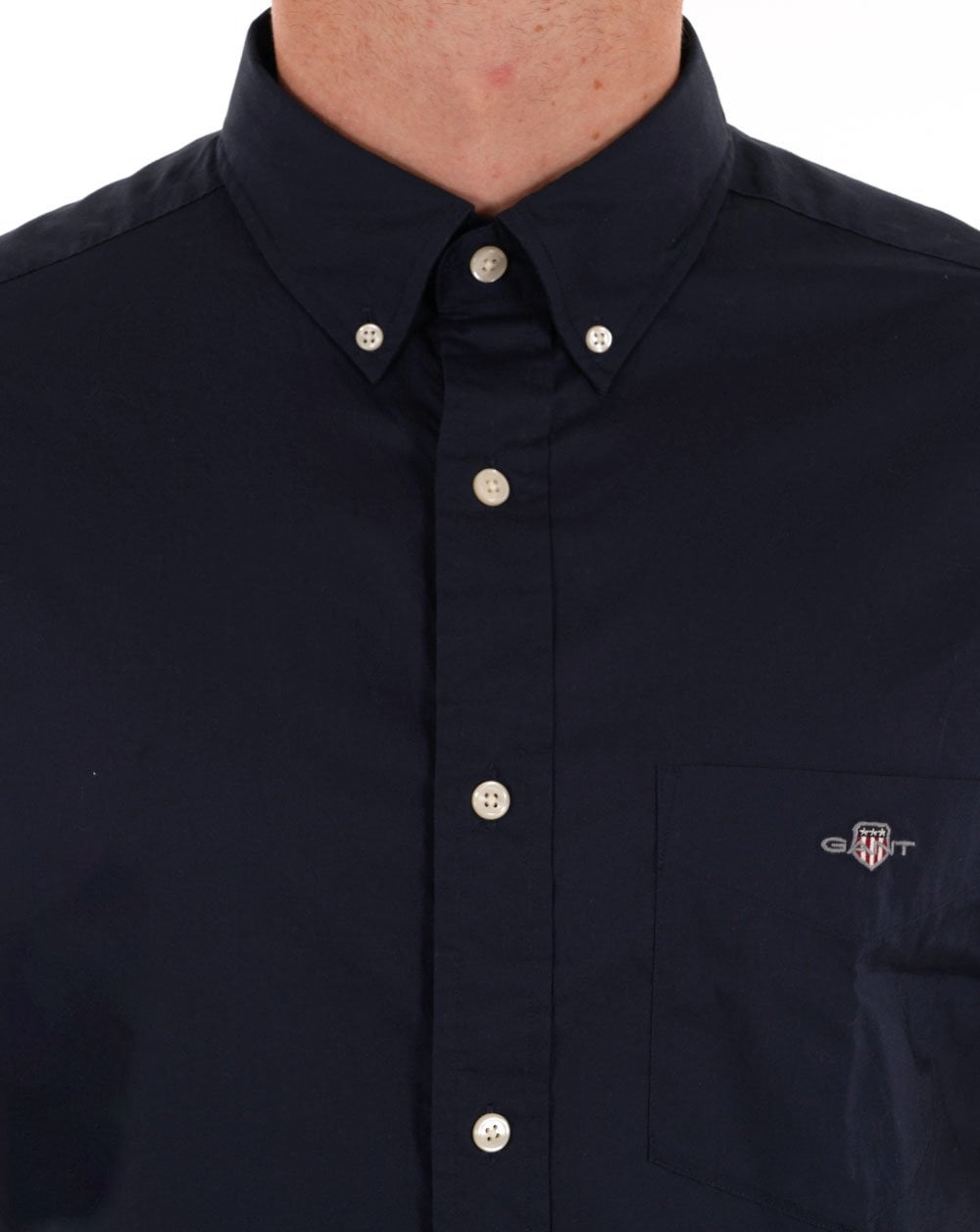 Gant Popeline Kurzarmhemd Marineblau