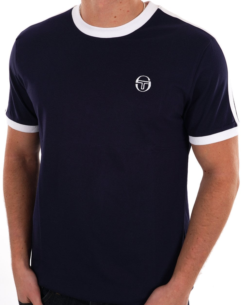 Sergio Tacchini Retro Ace T-Shirt Marineblau/Weiß