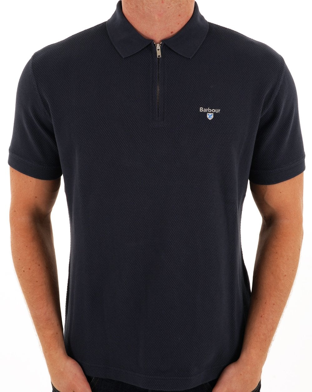 Barbour Hingham Poloshirt mit Reißverschluss, Marineblau