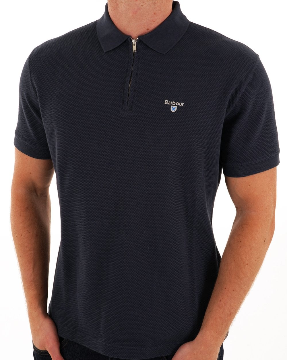Barbour Hingham Poloshirt mit Reißverschluss, Marineblau