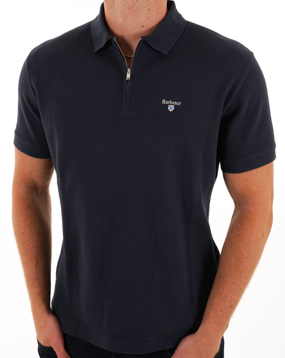 Barbour Hingham Poloshirt mit Reißverschluss, Marineblau