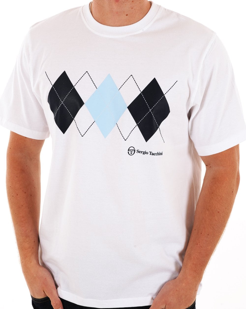 Sergio Tacchini Diamond T-Shirt Weiß/Himmelblau/Marineblau