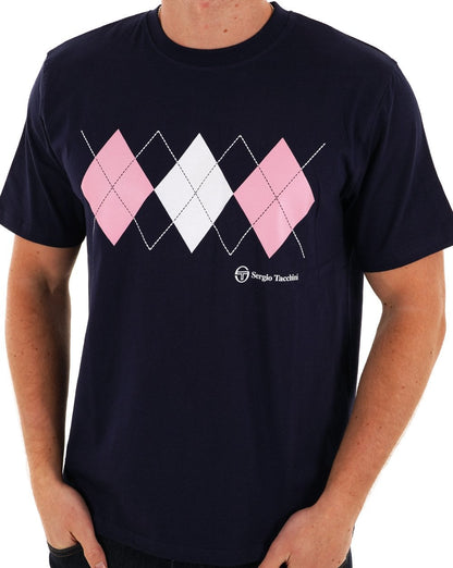 Sergio Tacchini Diamond T-Shirt Marineblau Weiß Rosa
