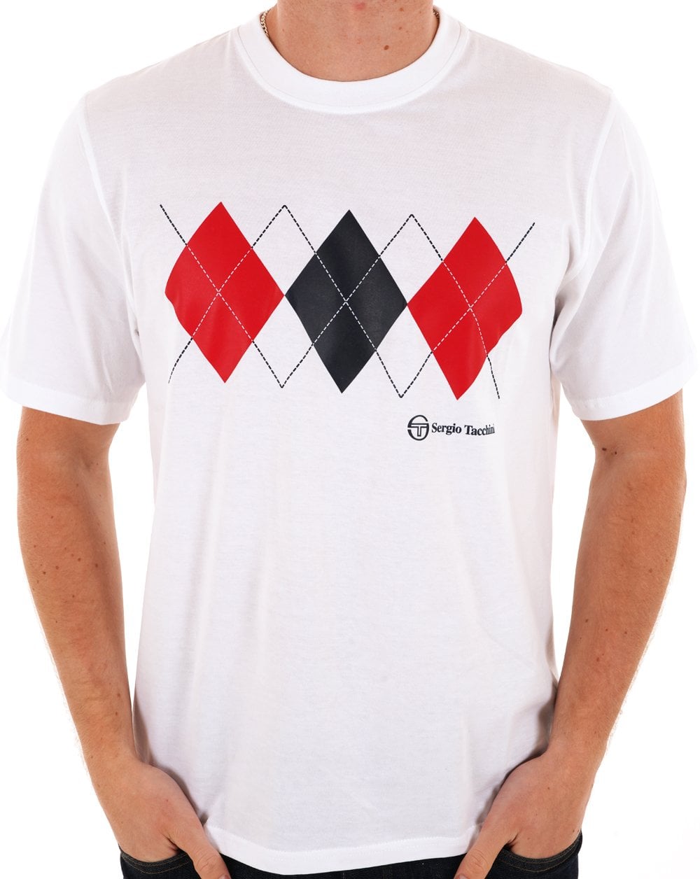 Sergio Tacchini Diamond T-Shirt Weiß/Marineblau/Rot