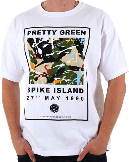 Pretty Green Spike Island T-Shirt Weiß